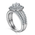 thumbnail image 5 of 925 Sterling Silver Bridal Ring Sets Double Halo CZ Engagement Vintage Promise Rings Classic Wedding Bands for Women, 5 of 7