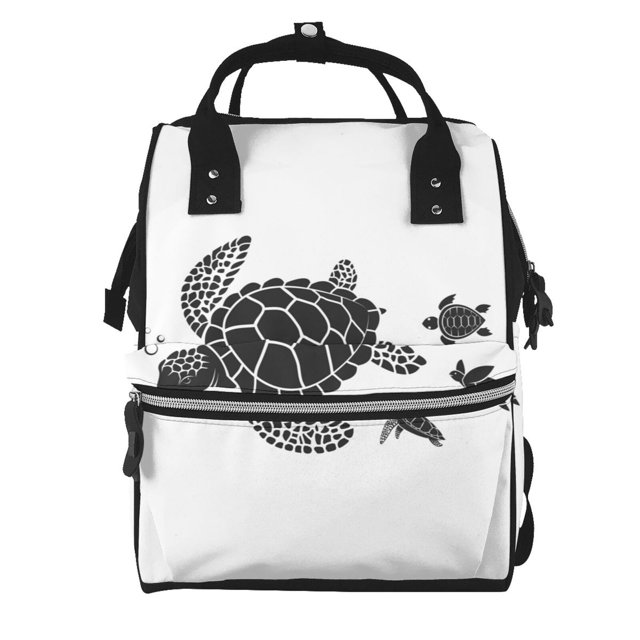 Fotbe Family Of Sea Turtles Mochila Maternidad - Lona de Sarga Impermeable, Mochila de Pañales de Gran Capacidad con Múltiples Bolsillos y Correas Ajustables