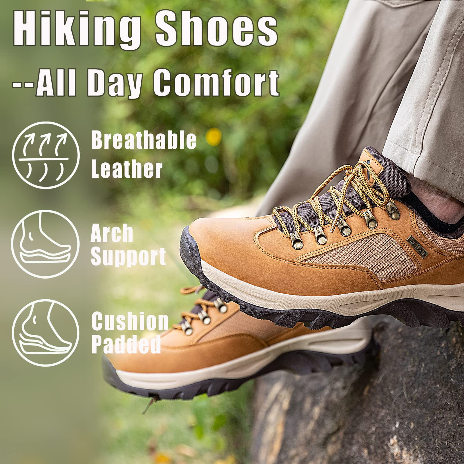 CC-Los Men's Hiking Shoes Lightweight Comfortable Breathable Walking Sneakers Size 7.5-14
