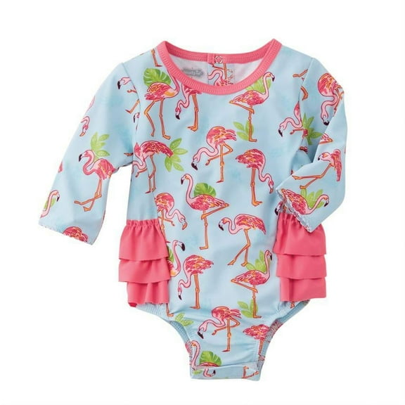 Mud Pie Baby Girl Flamingo One-Piece Rash Guard Size 3 Months to 18 Months