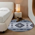 thumbnail image 2 of Round Rugs 3.3 Ft, Navy Blue Boho Non Slip Area Rugs for Kitchen Bedroom Entryway, Southwestern Geometric Vintage Abstract Art Washable Carpet Runner Rug Floor Mats for Bedroom Home Decor, 2 of 9