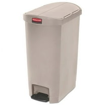 Rubbermaid Slim Jim 13 gal Plastic Step-on Trash Can, Beige