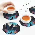 thumbnail image 3 of KLL Drink Coasters Set Octagon of 4,PU Leather Absorbent Coasters Set Decorative Coffee Cup Coasters Housewarming Gift for Home Decor-Artistic Moon Valley Wolf, 3 of 5