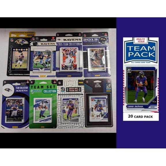 Donruss Baltimore Ravens Team Sets 2024 2023 2021 2017 2008 2012   Multiyear Pack 2025 Lamar Jackson