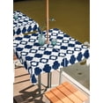 thumbnail image 2 of Outdoor Tablecloth with Umbrella Hole for Patio/Picnic/Party/Camping, Bohemia Waterproof Table Cloth Square Cover Washable, Minimalist Geometric Pattern Abstract Dark Blue (60"x 60"), 2 of 8