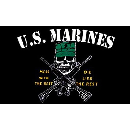 US MARINES Mess With The Best Die Like Rest Flag Sticker Decal (usmc decal) Size: 3 x 5