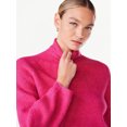 thumbnail image 4 of Scoop Women's Ribbed Oversized Turtleneck Sweater with Long Sleeves, Sizes XS-XXL, 4 of 5