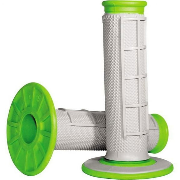 Renthal Dual-Compound Half Waffle Green/Gray Twist Throttle Grips (G191)