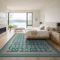 thumbnail image 3 of ODIKA 9'x12' Teal Blue Ocean Inspired Geometric Washable Area Rug Intricate Medallion Motifs with Decorative Chain for Dining Room, Basement, Large Office, Non-Slip Chair-Friendly, 3 of 7