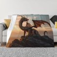thumbnail image 1 of Fotbe Sky Sunset Bronze Dragon Manta de Franela con Estampado, Manta Ultrasuave para Cama, Sofá, Auto, Hipoalergénica y Antibolitas-40"x30", 1 of 6