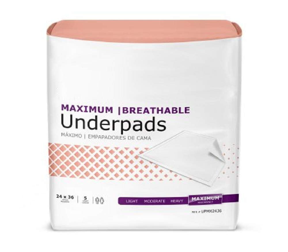 Breathables Underpads 24" x 36" Pack of 70 Durable Fluff/Polymer