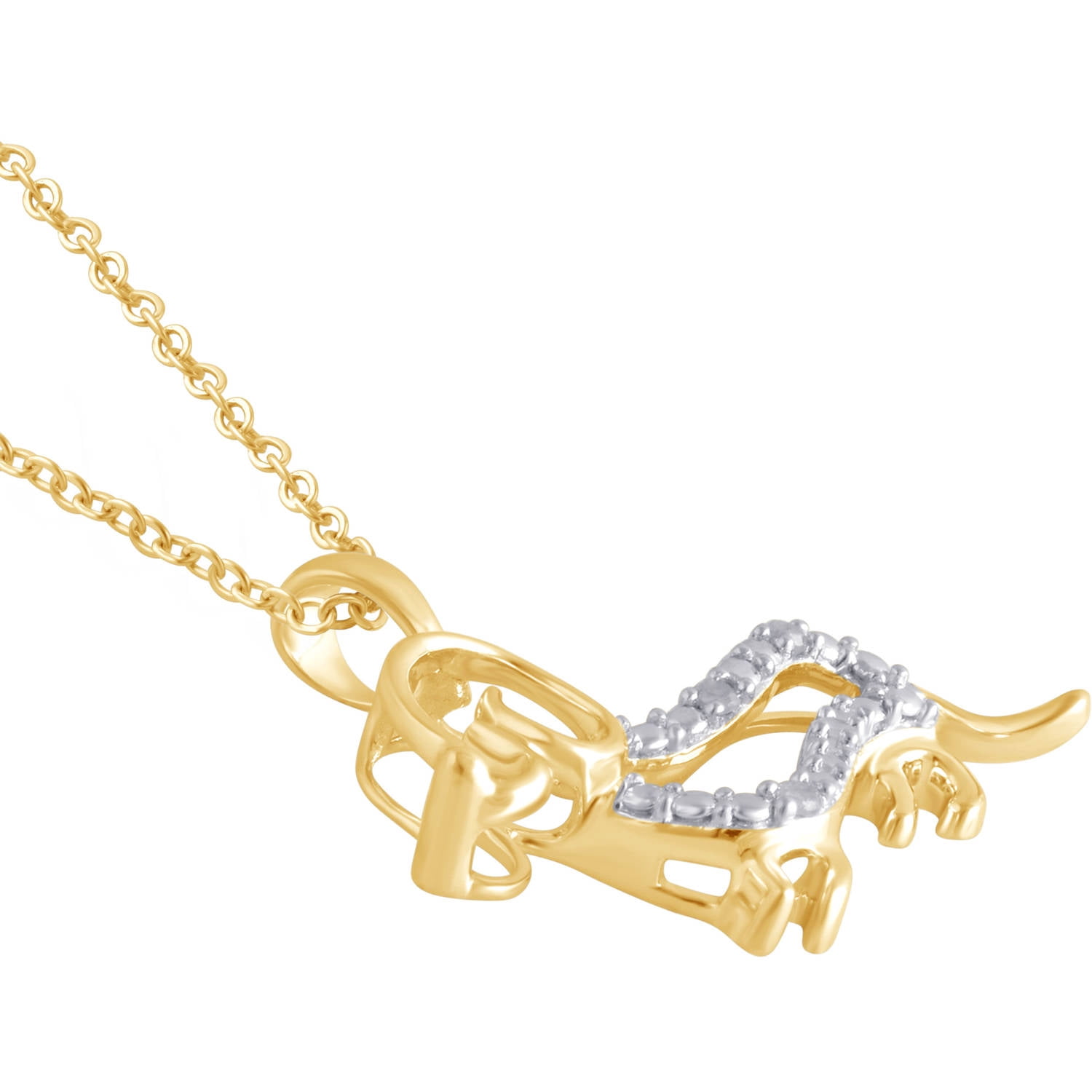 Arista Diamond Accent 14K Gold Tone Puppy Pendant in Brass, 18"