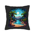 thumbnail image 4 of Set of 2 18x18in Throw Pillow Covers - Tropical Landscape Design with Moonlit Palm Trees Perfect for Couch Bed or Car Decor, 4 of 8