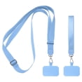 thumbnail image 1 of Cordones para teléfono 2Pcs - 1Pcs correa de cuello ajustable de 55", 1Pcs correa de muñeca, 2 parches, lanyard para celular para llaves y credenciales, azul claro, 1 of 6