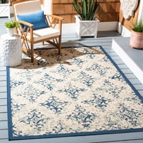 Safavieh Courtyard Duana Geometric Indoor/Outdoor Area Rug, Ivory/Navy, 5'5" x 7'7"