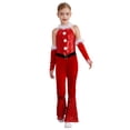 thumbnail image 2 of iiniim Girls Christmas Dance Performance Kids Xmas Party Show Jumpsuit Leotard  with Arm Sleeve Red 8, 2 of 7