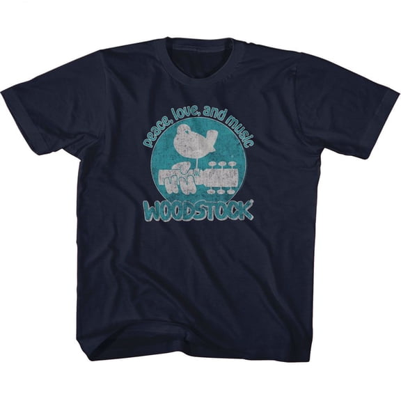 Woodstock Peace Love and Music Navy Toddler T-Shirt