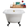 thumbnail image 4 of 48" Cast Iron R5101BL-GLD Soaking Clawfoot Tub and Tray with External Drain in Polished Gold and Matte Black Clawfeet, 4 of 10