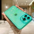 thumbnail image 4 of Compatible for iPhone 13 Pro Max 6.7 Inch Clear Glitter Heart Case, Rainbow Laser Holographic Bling Cute Heart Pattern Case for Women Girls Soft TPU Shockproof Camera Protective - Light Green, 4 of 11
