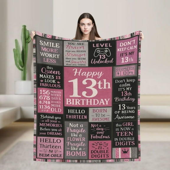 13th Birthday Gifts - Blanket & Decorations for Teen Girls for 13 Year Olds 50x40