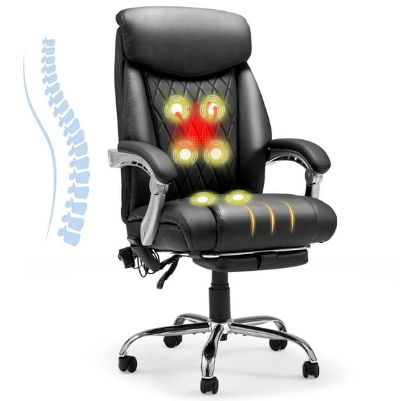 Homrest Ergonomic Executive Office Chair w/ Adjustable Lumbar Back Support and Massage Home Office Desk Chair, Black