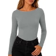 thumbnail image 4 of NominalSnug Womens Boat Neck Tops Long Sleeve Undershirts Slim Fit Base Layer Top Soft Basic Tees Fall Outfits, 4 of 8