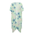 thumbnail image 4 of Xoenoiee Green Starfish Pattern Womens Swimsuit Coverups Half Sleeve Kimono Cardigan Bathing Suit Cover Up Bikini Swimwear Open Front Cover Ups Beach Outfits, 4 of 7