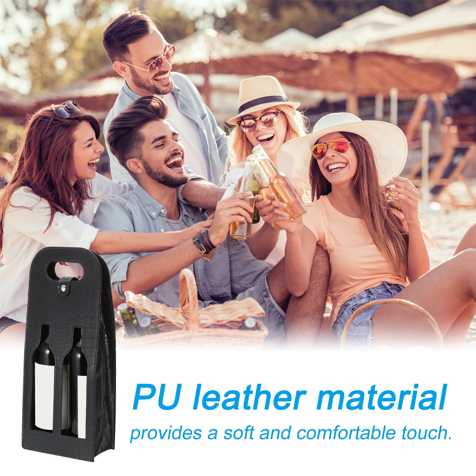 Unique Bargains 2 Bottle Wine Gift Bag 2 Pack Wine Bag Reusable Leather Wine Tote Carrier for Wine Bottles Portable Black 2 Walmart