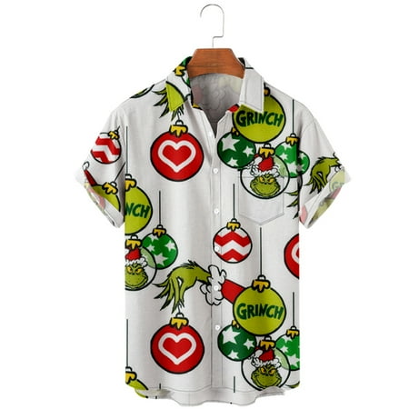 

Christmas Shirts Button Up with Pocket Tops for Men