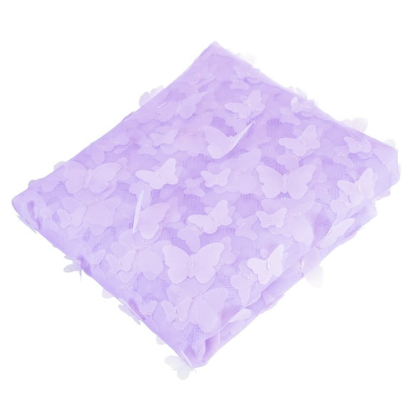 Tulle Fabric Rolls, 2 Yard Butterfly Embroidery Fabric Mesh Lace Fabric for Wedding Birthday Backdrop Home Decor Light Purple