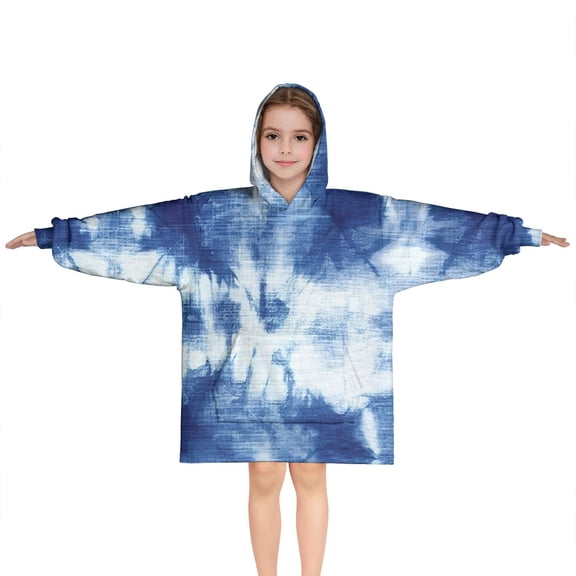 Colorful Tie Dye Pattern Blanket Hoodies for Kids 6-13YR Oversize Wearable Blanket Hoodies for Boys Girls Teens
