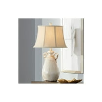 Regency Hill Isabella Cottage Accent Table Lamp Rustic 27" Tall Ivory Ceramic Milk Jar Crackle Beige Bell Shade for Bedroom Living Room Bedside Office