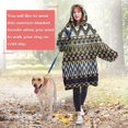 thumbnail image 4 of Wearable Oversized Blanket,Blue Geometric Zigzag Checker Pattern Wearable Blanket Hoodie for Adults,Cozy Hooded Blankets with Super Pockets,Super Warm Fuzzy Pullover for Women & Men, 4 of 6