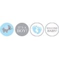 thumbnail image 2 of Darling Souvenir 190 Pcs Gray & Blue Baby Boy Chocolate Favor Stickers - Mini Candy Wrappers & Labels for Baby Shower, Sprinkle Party Decor, 2 of 2