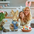 thumbnail image 4 of Easter Decorations Easter Straw Bunny Figurine, 14" Cute Rabbit Holding Carrot Straw Rabbit Decor Statue, Easter Decorations for Home (B), 4 of 6