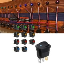 Waywe 12PCS Round Toggle LED Switch DC 12V 20A Rocker SPST Switch On Off Control Blue Green Yellow Red for Cars Trucks Boats RVs
