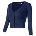 thumbnail image 4 of Womens 3/4 Sleeve Cropped Cardigan Sweaters Open Front Knit Short Bolero Shrugs, 4 of 5