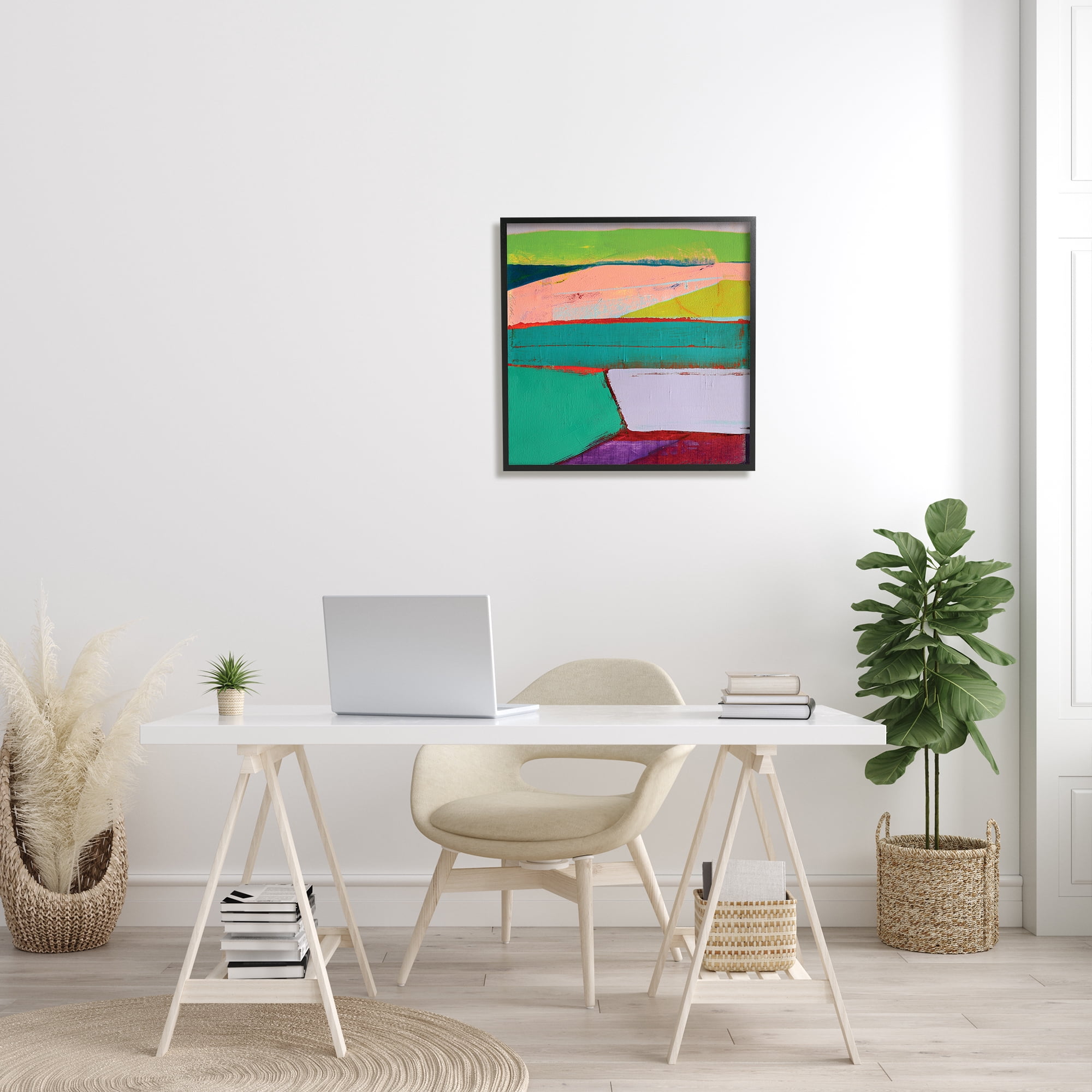 Stupell Home Décor Radiant Abstract Colors Layered Geometric Shapes, 24 x 24, Designed by Cathe Hendrick, Black Frame