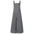 thumbnail image 4 of Women's Sleeveless Overalls Jumpsuit Casual Solid Summer Wide Leg Bib Pants Bottons Wide Leg Jumpsuit Romper With Pockets Long Sleeve Swing Dress for Women Dress Summer Wrap Dresses Summer Short, 4 of 4