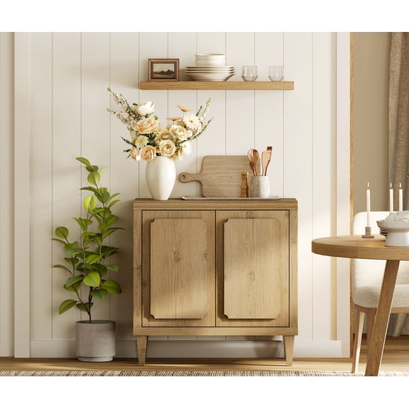 WAMPAT Vintage Sideboard Buffet Cabinet with Storage, Oak