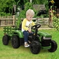 thumbnail image 4 of TOBBI 12V Kids Ride On Tractor with Trailer Electric Battery Powered Ride on Toy W/ LED Lights,Dark Green, 4 of 10