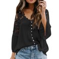 thumbnail image 1 of Camisa de encaje para mujer Blusa de manga larga transpirable de color sólido para verano y primavera, 1 of 6