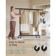 thumbnail image 4 of SONGMICS Clothes Rack with Wheels, Heavy-Duty Clothing Rack for Hanging Clothes, Portable, 17.7 x (36.2-52) x 63.6 Inches, with Extendable Rail, 220 lb Load Capacity, Black, 4 of 5