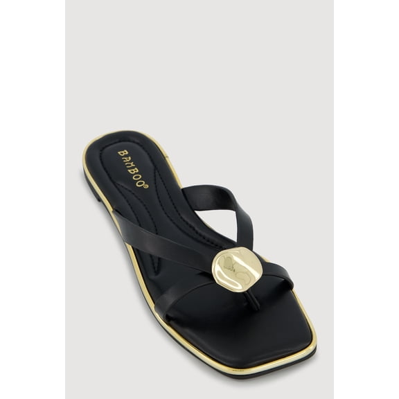 Women's Metallic Pendant Thong Slide Sandals