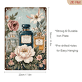 thumbnail image 3 of Vintage Apothecary Perfume Bottles and Peonies 8x12in Metal Wall Art, Romantic Victorian Floral Decor with Gold Accents, Soft Blue Green Background, Rustic Distressed Finish, 3 of 7