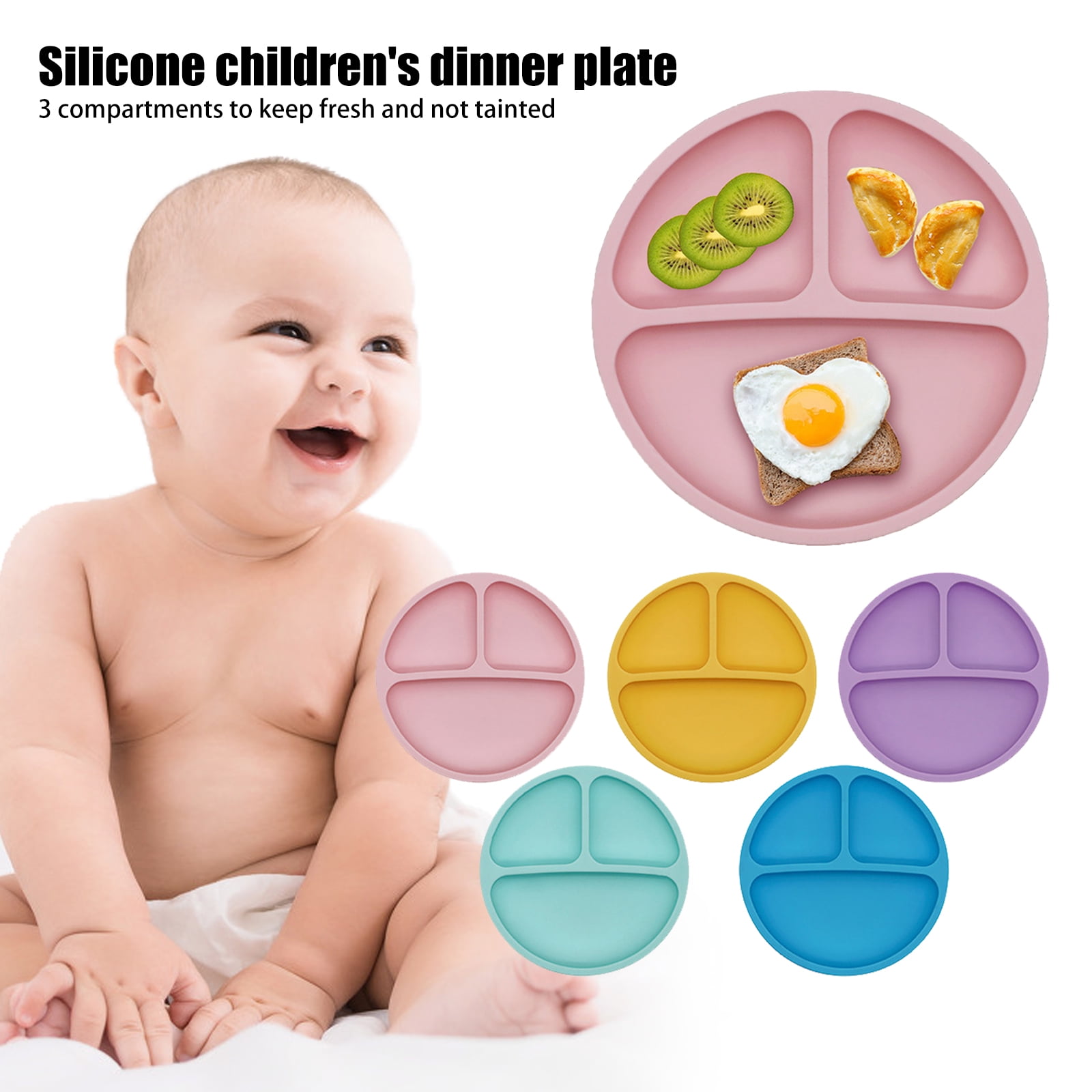 Silicone Baby Snack Mat Toddler Placemat Kids Happy Mats Suction Table Food Tray 