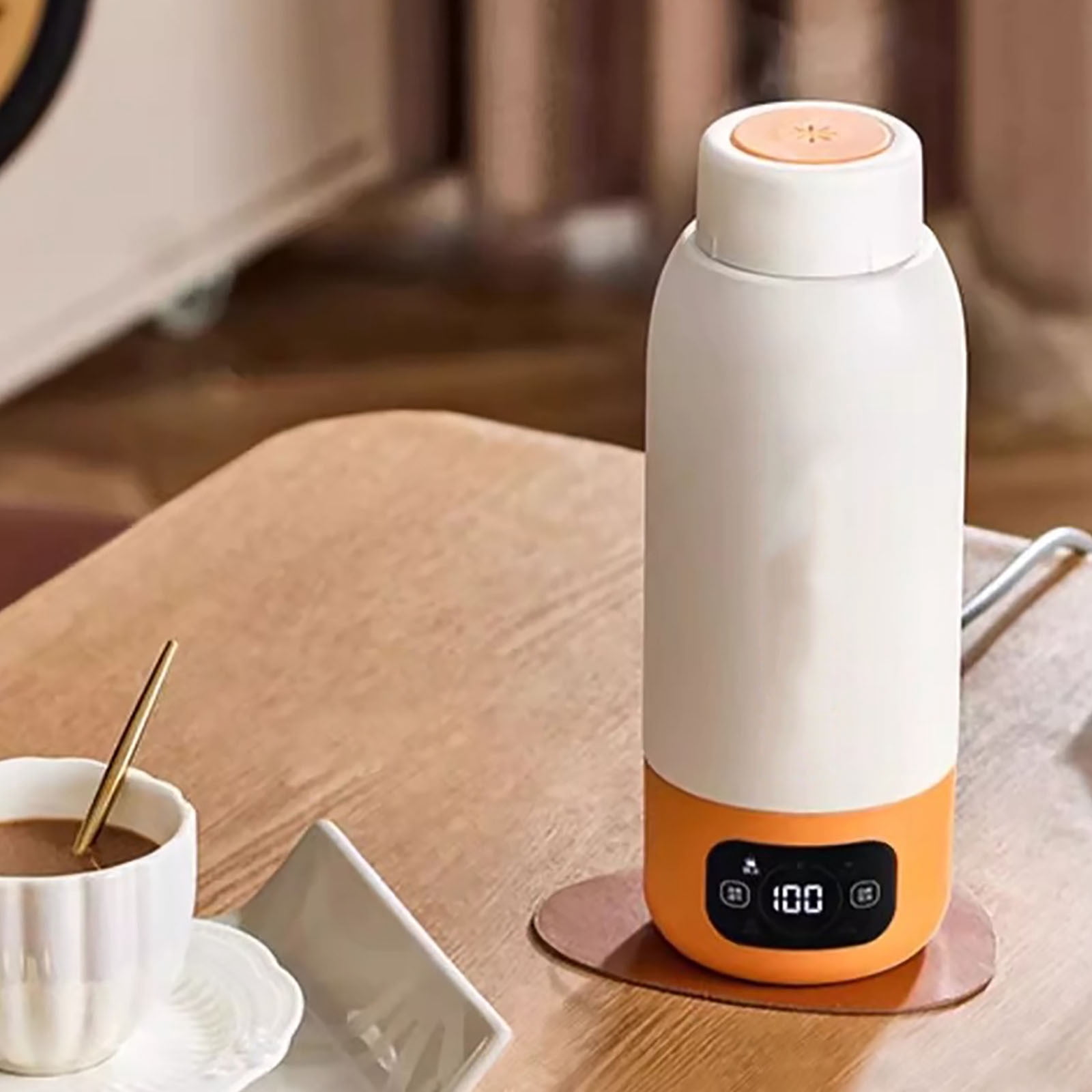 Portable Bottle Warmer Large Capacity for Travel, Fast Heating for Breast Milk formula and Milk, Suitable for Baby Outdoor Airplane and Car (Orange)