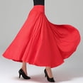 thumbnail image 5 of TiaoBug Womens Pleated Folk Maxi Skirt High Waist Solid Color Dance Skirt for Stage Performance Dancing Red XXL, 5 of 6