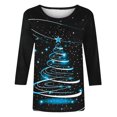 thumbnail image 5 of GA WEIHUA Clearance Sales,3/4 Length Sleeve Womens Tops Round Neck Casual Tunic Tops Basic Christmas Shirts Loose Fit Xmas Tree Tee Tops(Red,XX-Large), 5 of 5