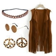 thumbnail image 2 of ASFGIMUJ Sweatshirt Cardigan For Women 4Pc Sets Autumn Winter Ethnic Sleeveless Tassels Fringed Vest Cardigan Vest Headband Glasses Earrings Khaki XXXL, 2 of 6